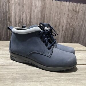 SAS Boots Gretchen Ankle Chukka Women‎ 7 S Slim Blue Leather Lace Slip Resistant